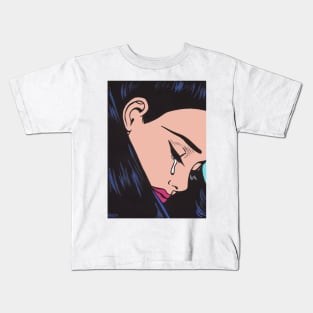 Black Crying Comic Girl Kids T-Shirt